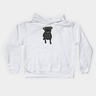 Black Pit Bull Drawing, Sitting Pittie Kids Hoodie